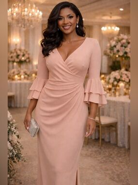 Lauren Ralph Lauren Blush Wrap-Front Maxi Dress 8